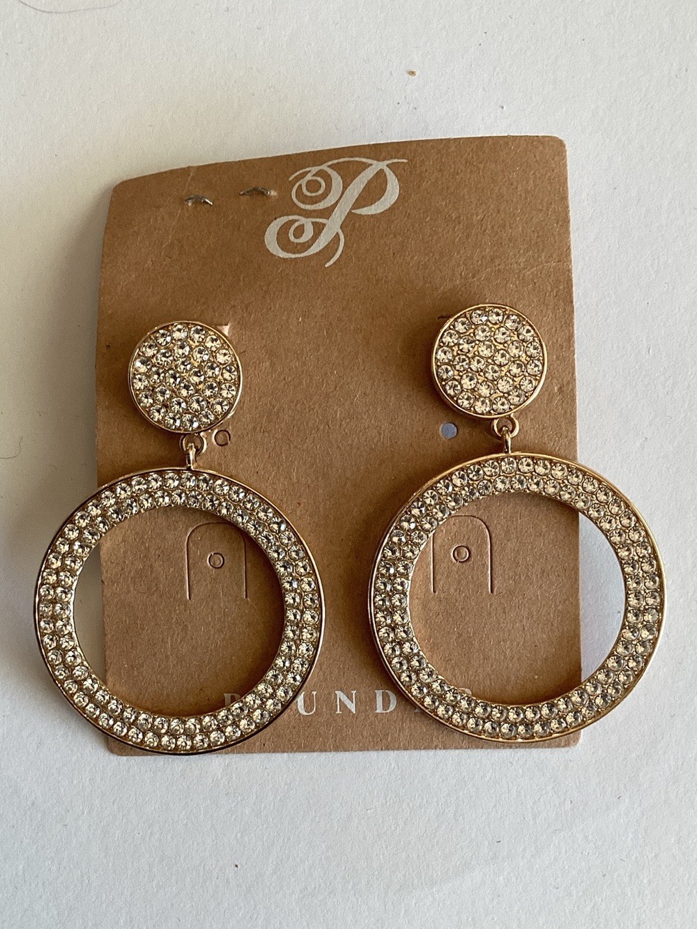 Plunder Gold Crystal Pave Open‎ Circle Drop Earrings